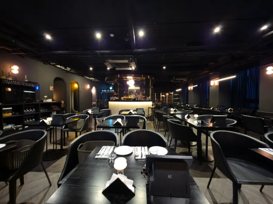 Interior and stage at Flatnine jazz bar in Gangnam