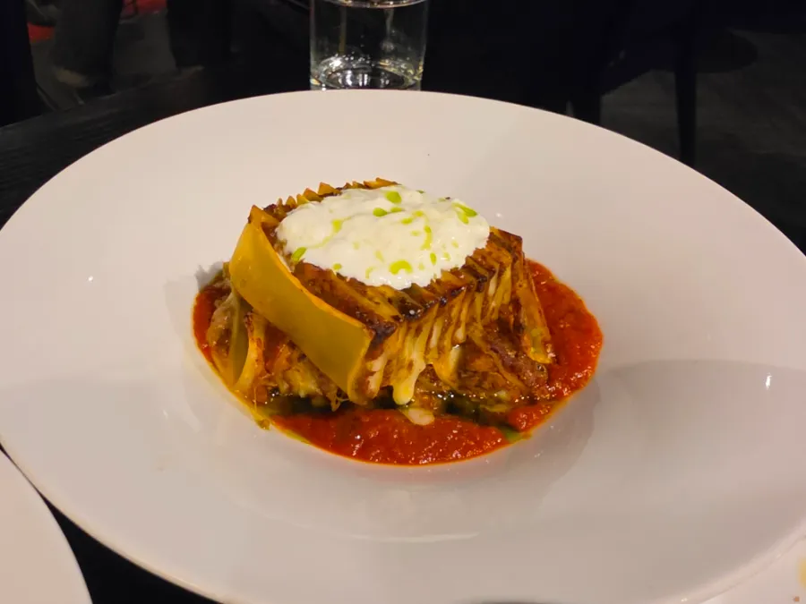 Lasagna served as part of the Flatnine dinner course