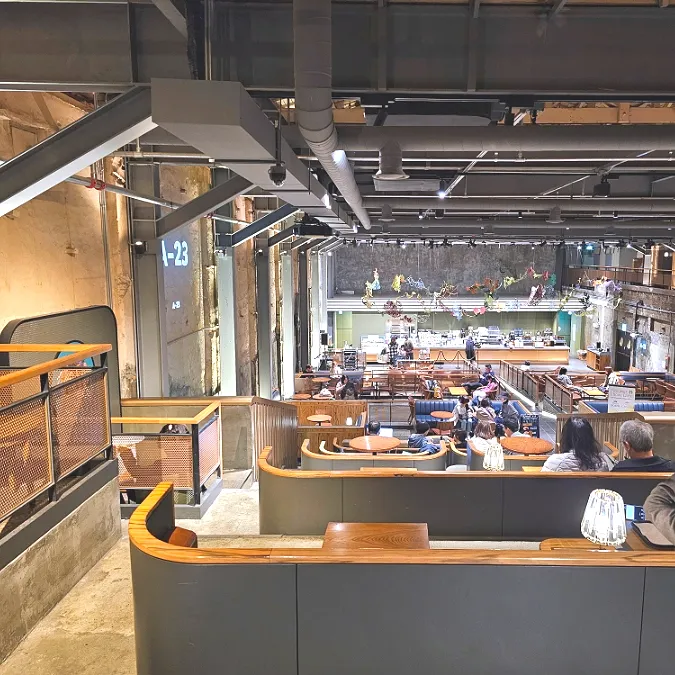 Tiered café seating at Starbucks Gyeongdong 1960 in Seoul