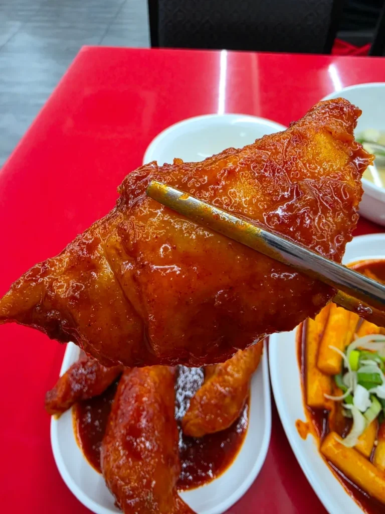 Muchim gunmandu spicy fried dumpling at Apple House Seoul
