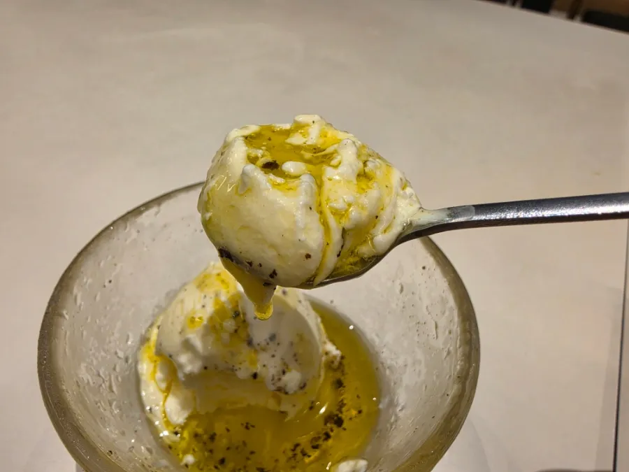 Black pepper ice cream at Kokkiri Sushi restaurant in Seoul