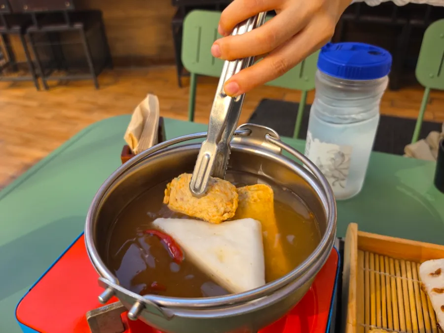 Japanese oden simmering in broth at Hanamato Hyehwa Seoul.