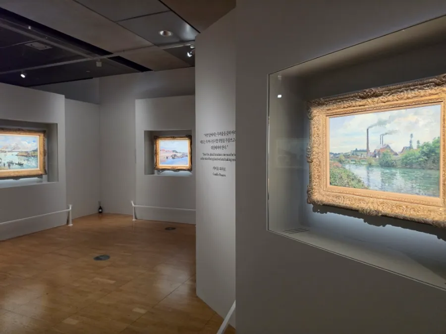 Impressionist paintings displayed inside the Asia Culture Center exhibition gallery